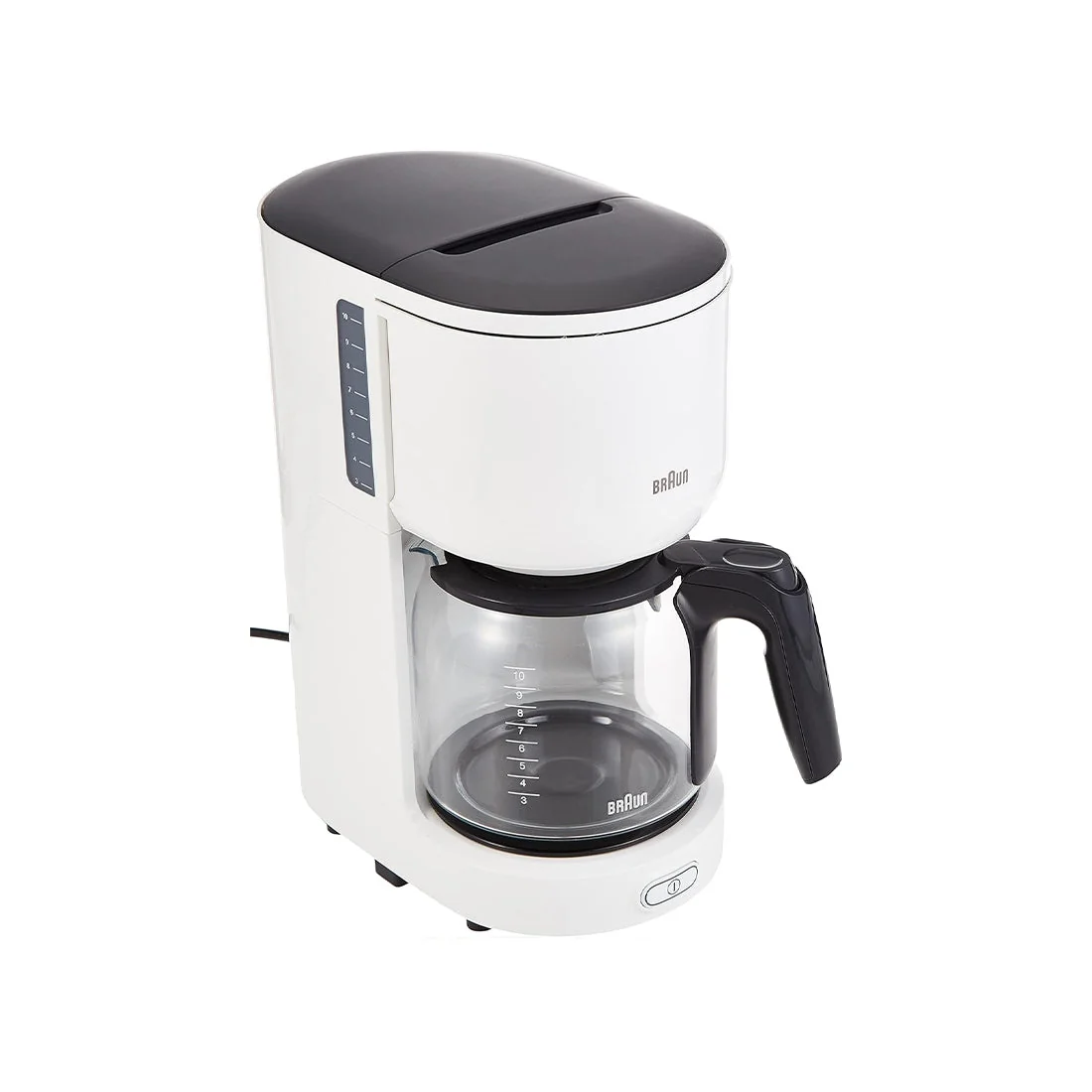 White 10-Cup Coffee Maker with Water Filtration, Anti-Drip - Braun
