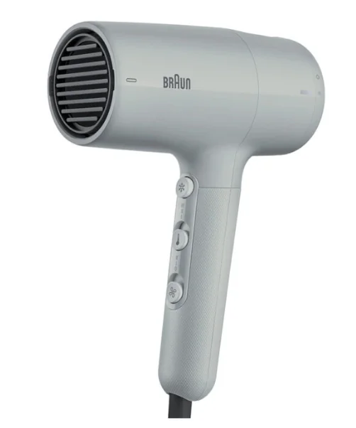 Ion Grey Lightweight Hair Dryer 2100W with 3 Heat Settings, Braun