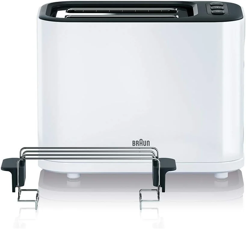 White 2-Slice Toaster with 7 Browning Settings, 1000W, Braun