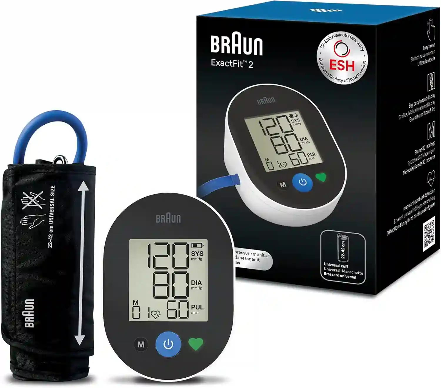 ExactFit 2 Upper Arm Blood Pressure Monitor with Irregular Heartbeat Detection, Braun