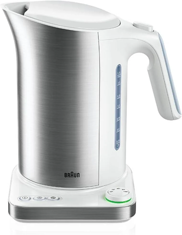 White electric kettle 1.7L, 3000W, BPA-free, plastic housing, Braun