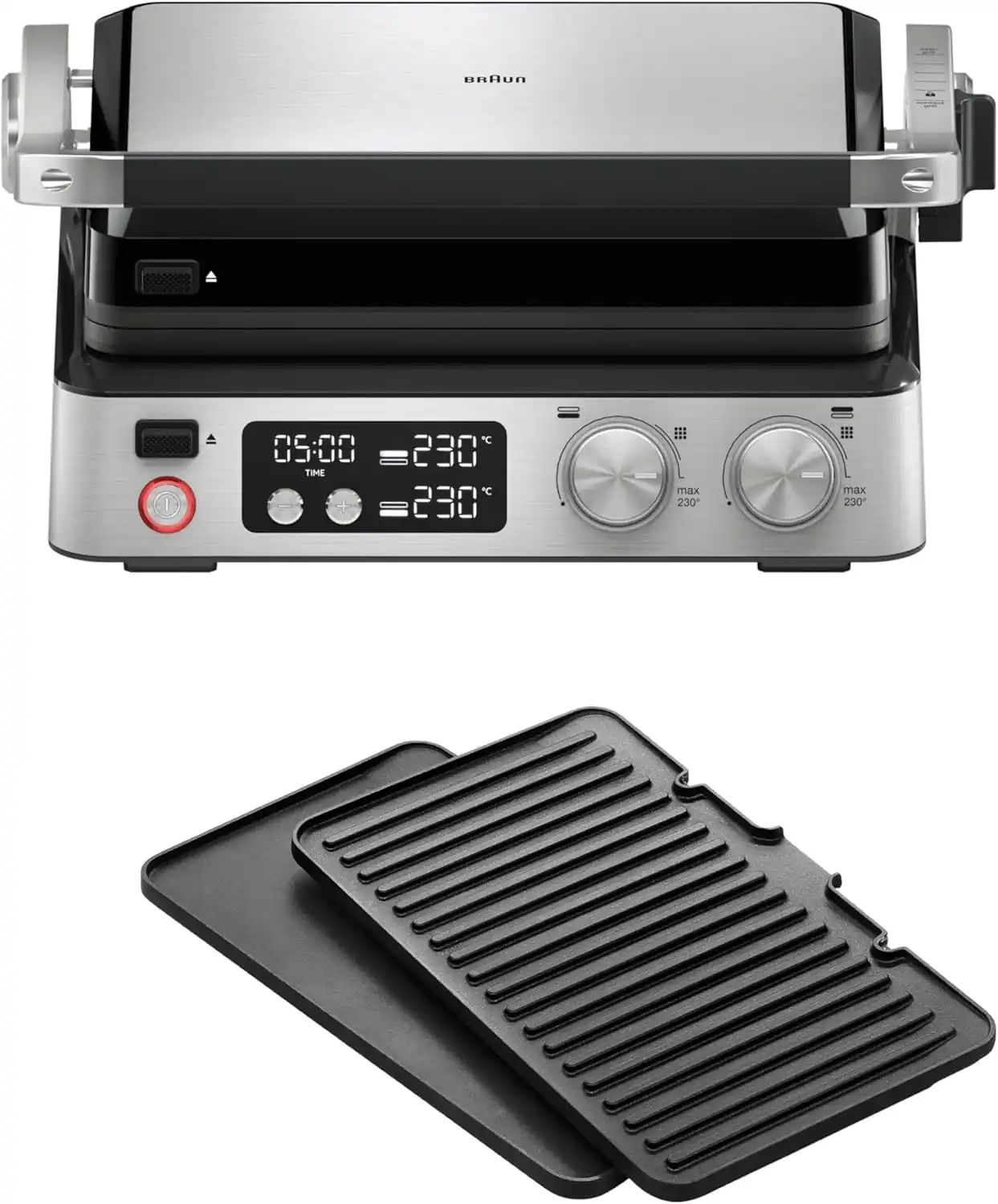 MultiGrill 7 contact grill with adjustable temperature, black/stainless steel, Braun