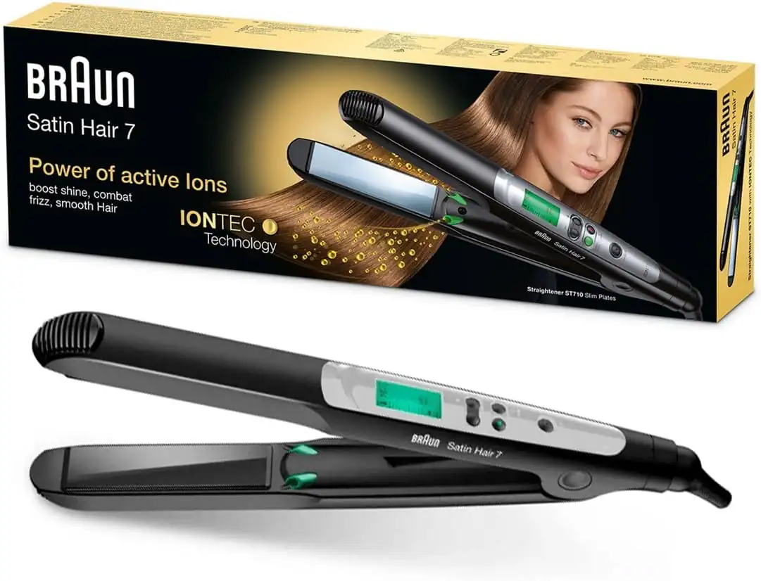 SensoCare Hair Straightener Black with Ionic Technology, ST710E by Braun