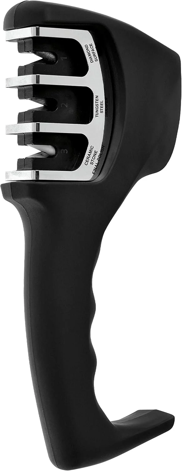 3-in-1 Knife Sharpener with Ergonomic Handle and Non-Slip Base, berghoff