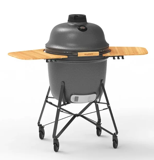 Large ceramic BBQ and oven with bamboo side tables, anthracite, 58cm by Berghoff