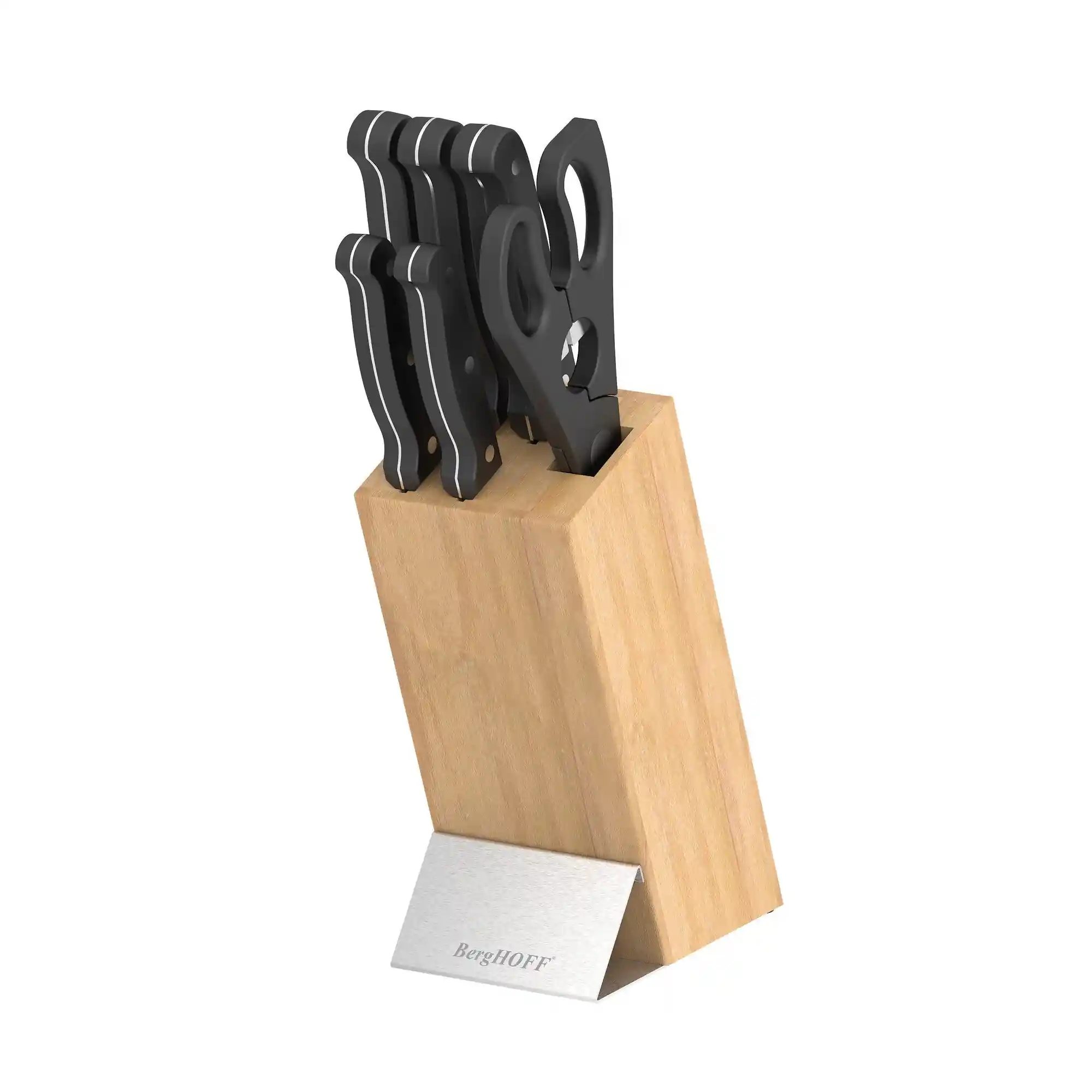 7 Piece Knife Block Set with Ergonomic Handles, wooden block, Berghoff