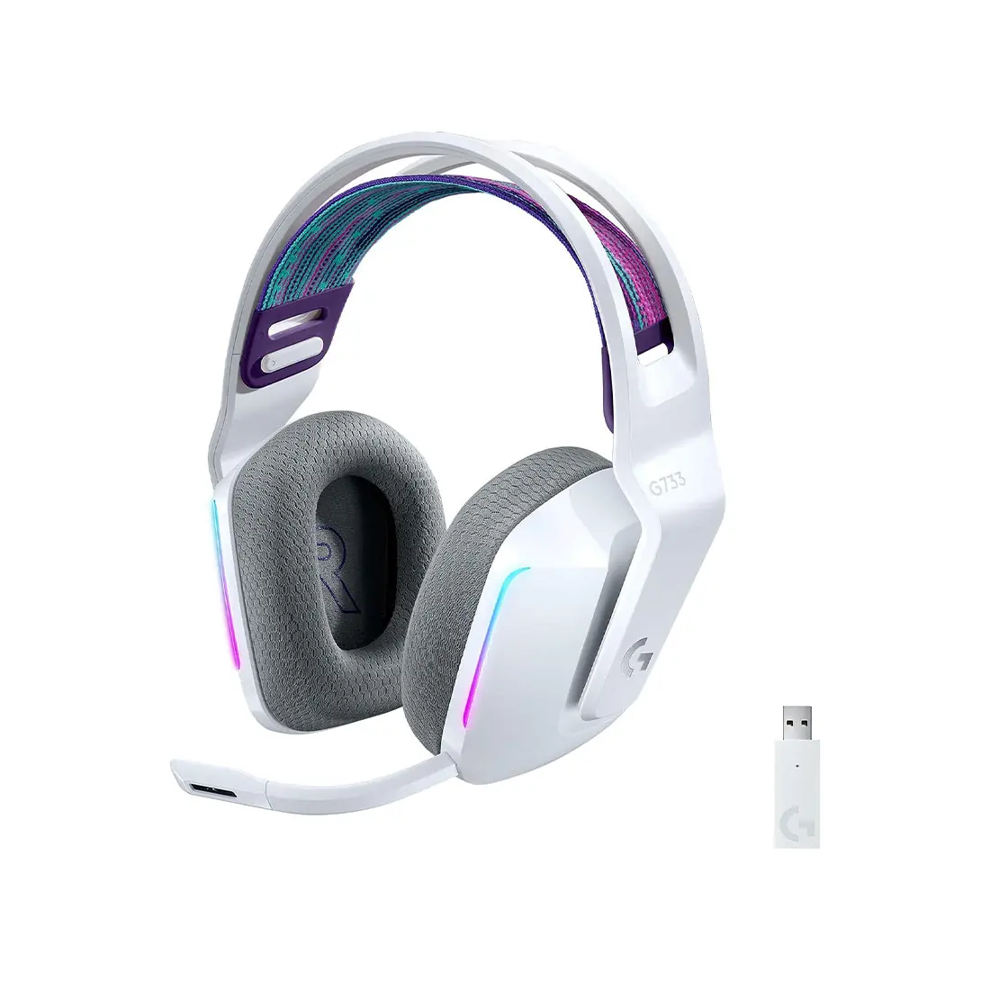 G733 wireless gaming headset with surround sound, lightweight design