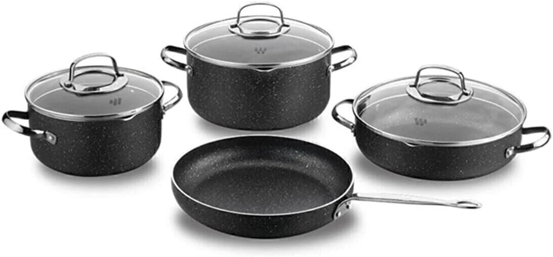 Galaksi 7 Piece Non-Stick Cookware Set with Strainer Lids, induction compatible, korkmaz