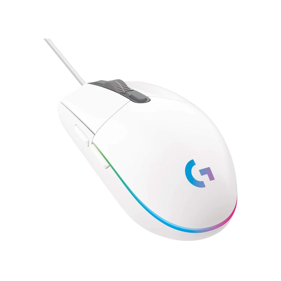 G203 Lightsync Wired Gaming Mouse, White, 8000 DPI, RGB, 6 Buttons, Logitech