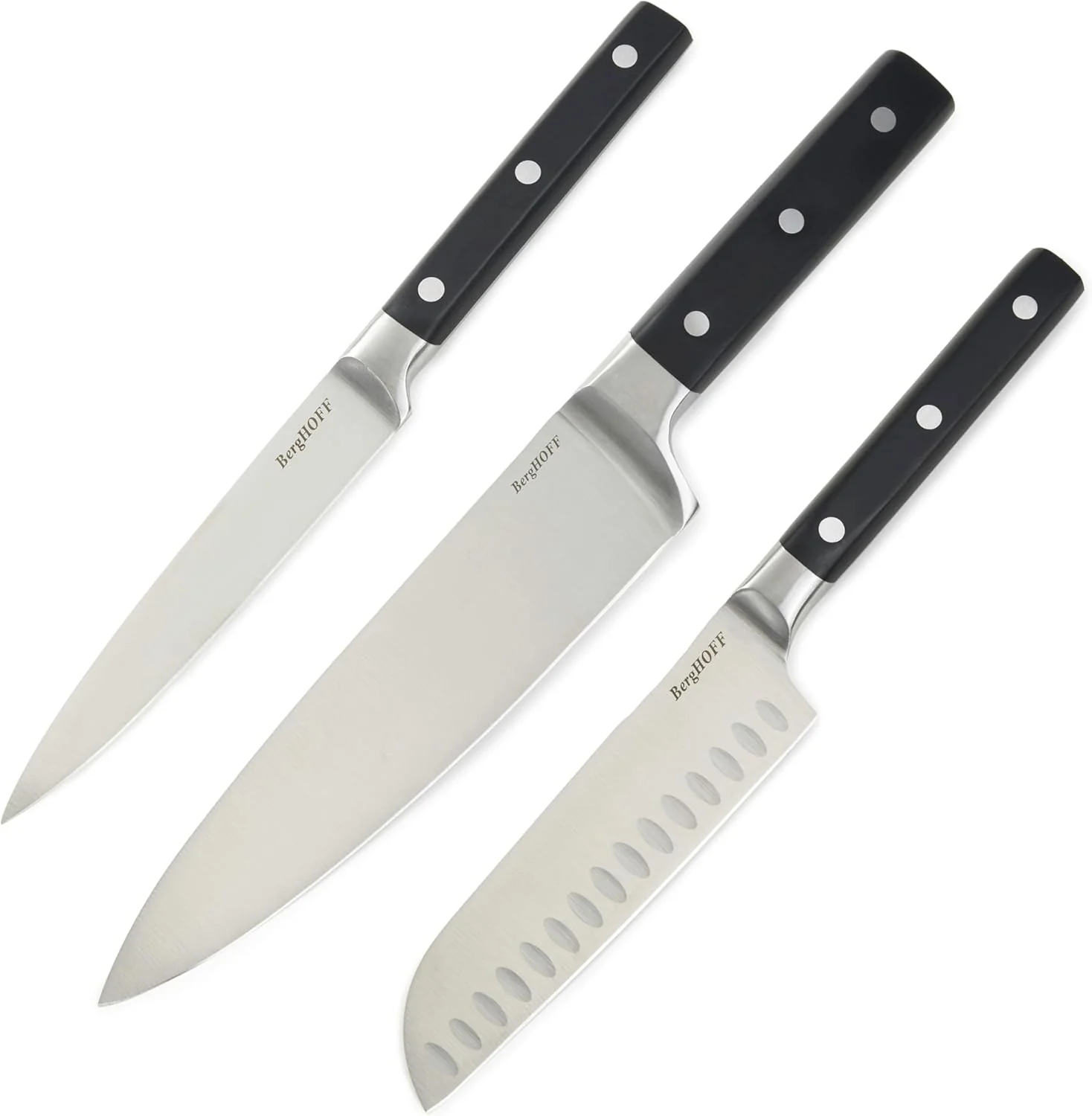 3 Piece Stainless Steel Knife Set with Chef, Santoku, Utility - Berghoff