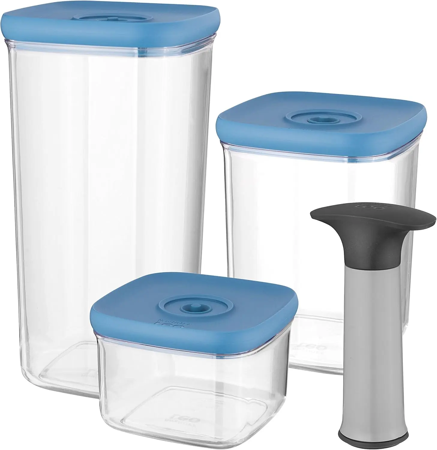 4-piece vacuum food container set with pump, stackable and airtight, berghoff