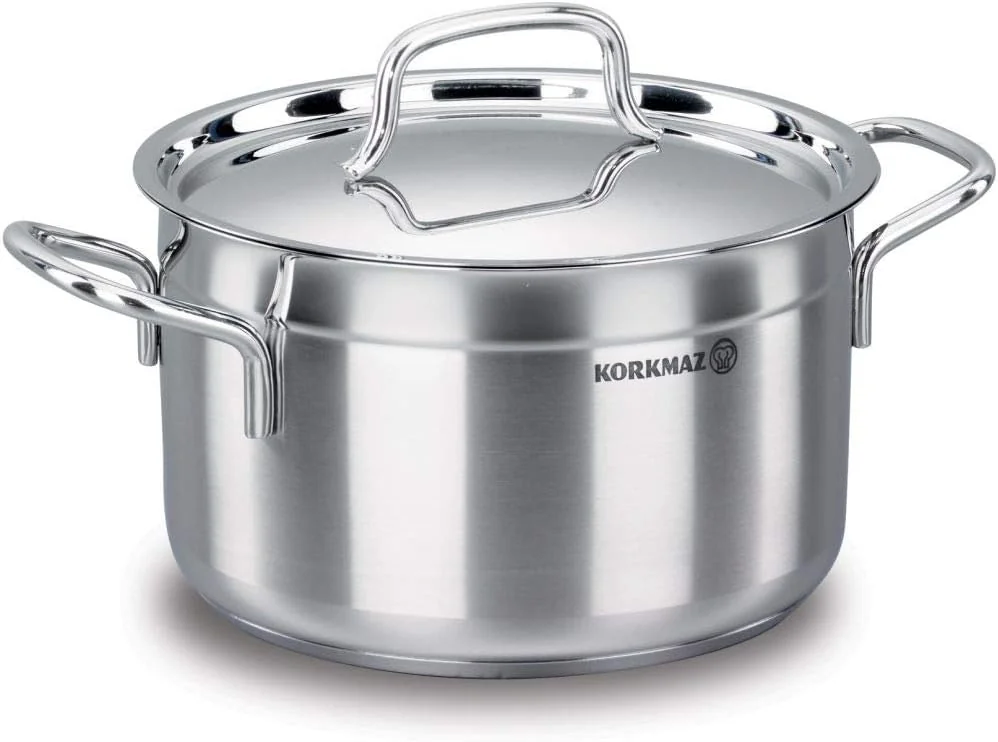 Alfa 26 cm Stainless Steel Casserole Pot, 6.8L, Induction Safe, Korkmaz