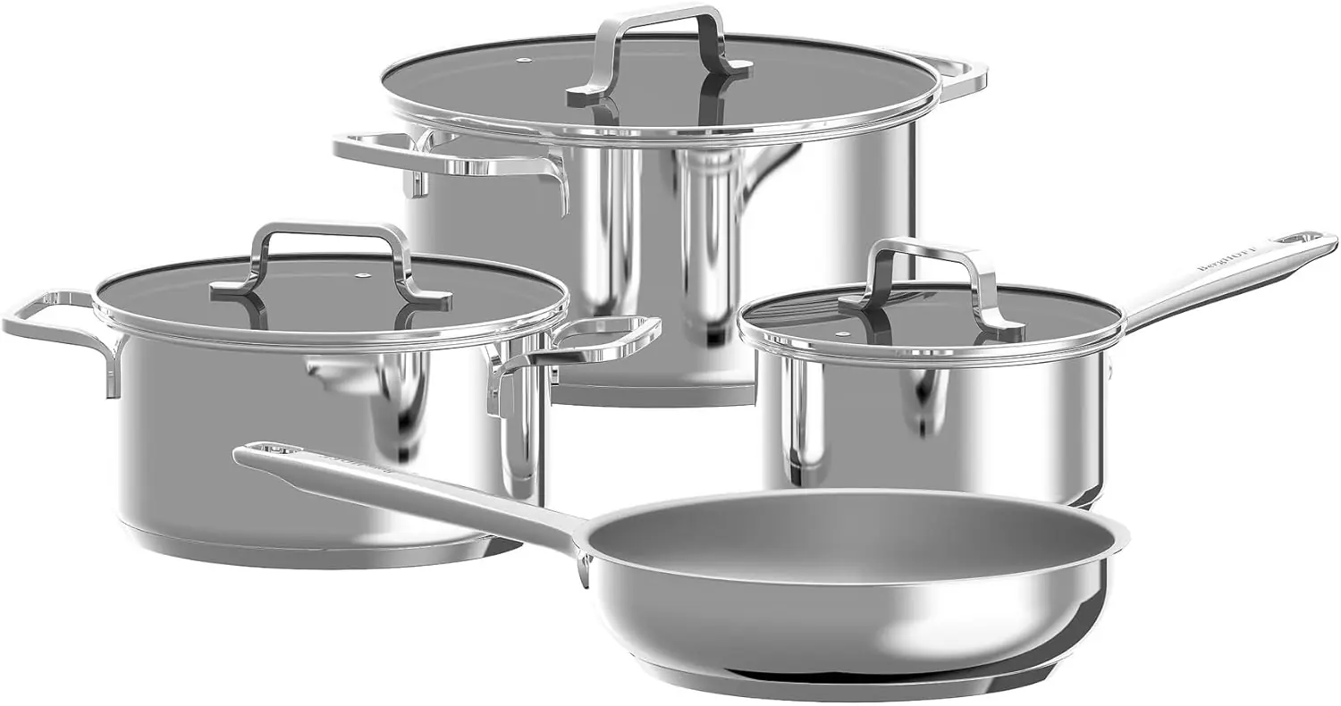7-piece stainless steel cookware set with glass lids, Helix collection, berghoff