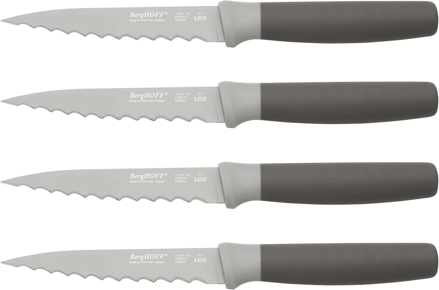 Set of 4 Stainless Steel Steak Knives with Ergonomic Handle, berghoff