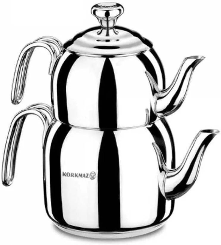 Stainless Steel Tea Pot Set with 2.0L Pot and 3.5L Jug, korkmaz