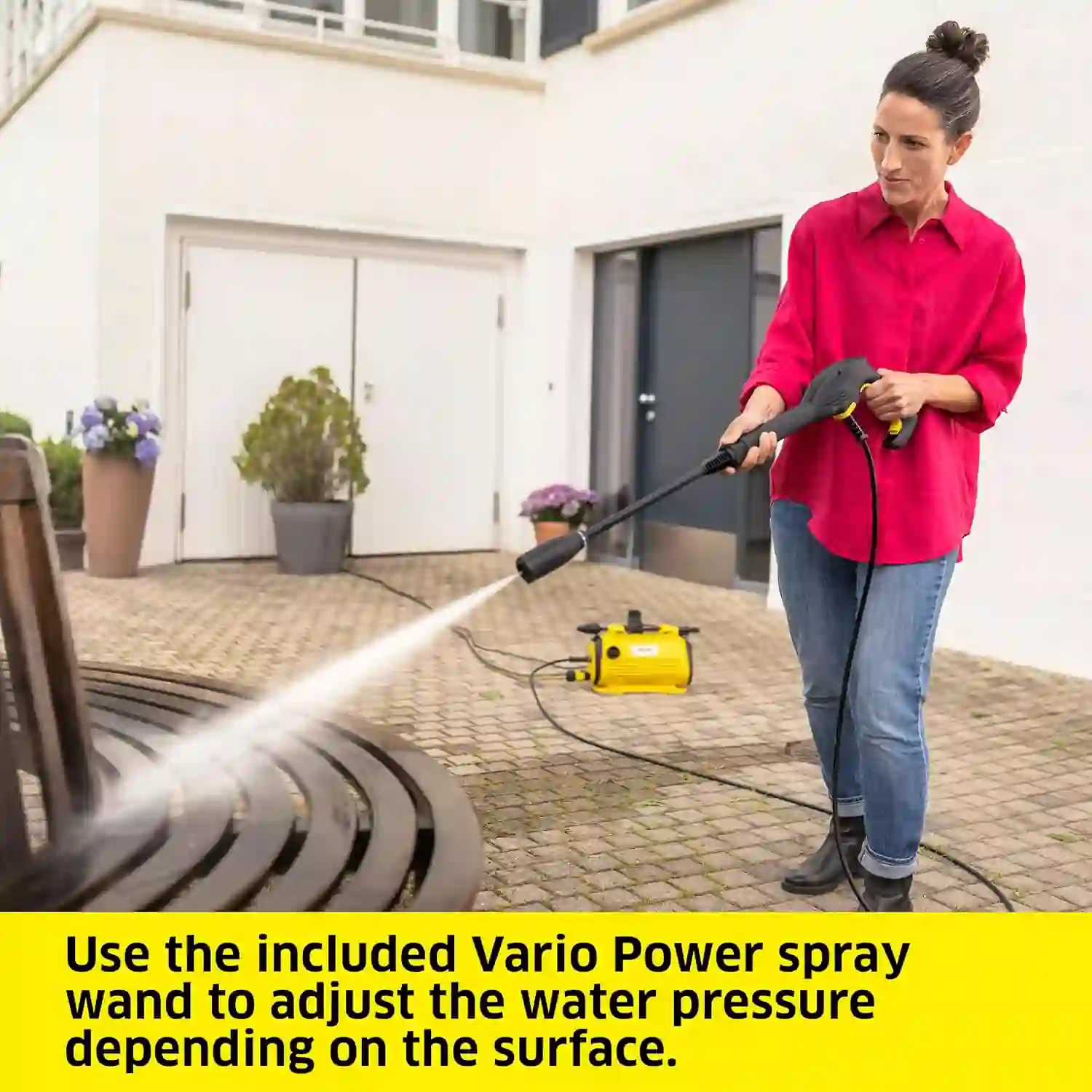 Water Pressure Washer K 3 Horizontal with Foam Cannon, 1800 PSI, compact and portable, includes two spray lances, Karcher