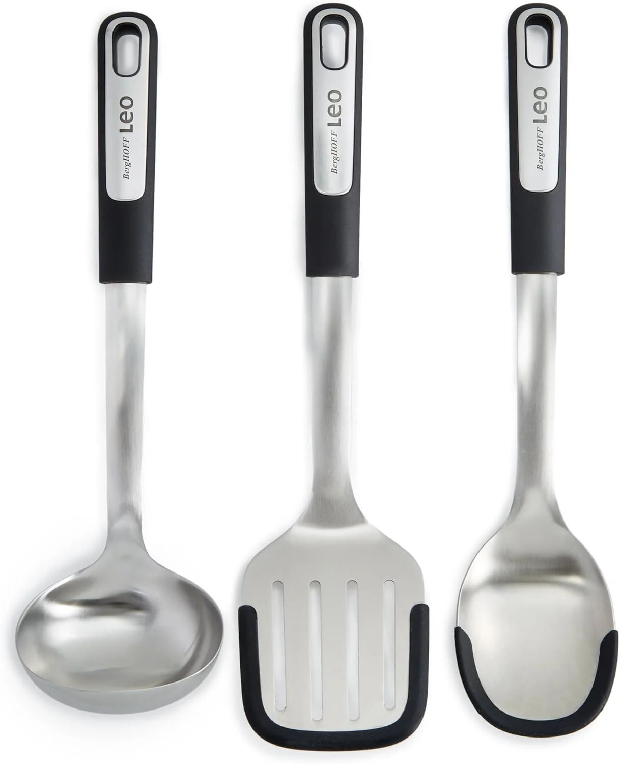 3 Piece Stainless Steel Utensil Set with Hanging Loop, Graphite
