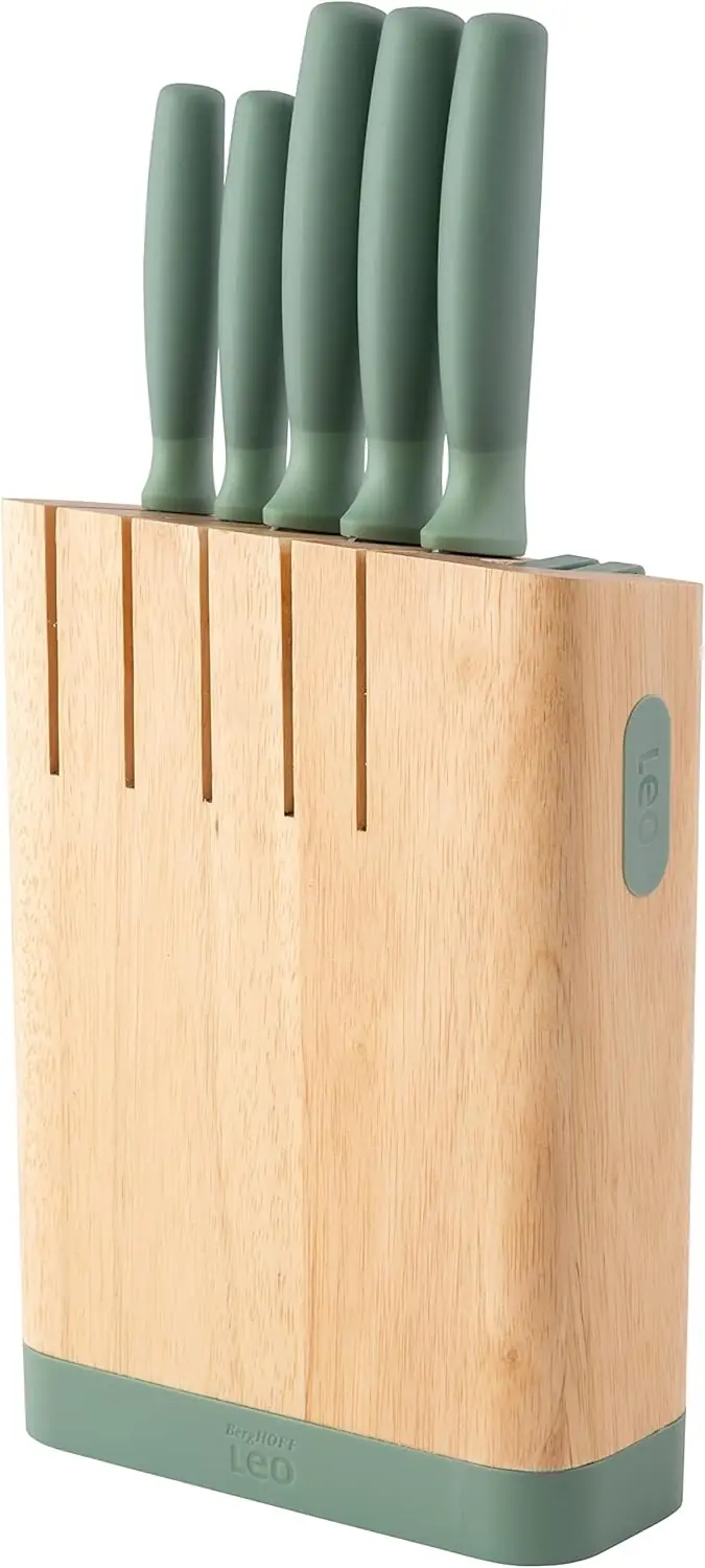 6 Piece Knife Block Set with Ergonomic Handles and Magnetic Block