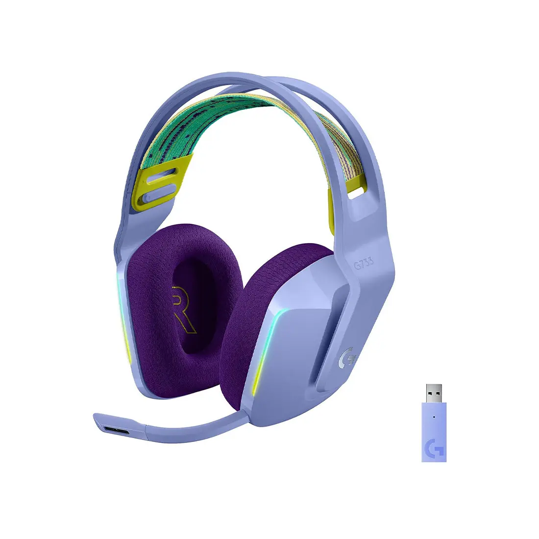 G733 Wireless Gaming Headset Lilac with Mic, Lightweight Design, logitech
