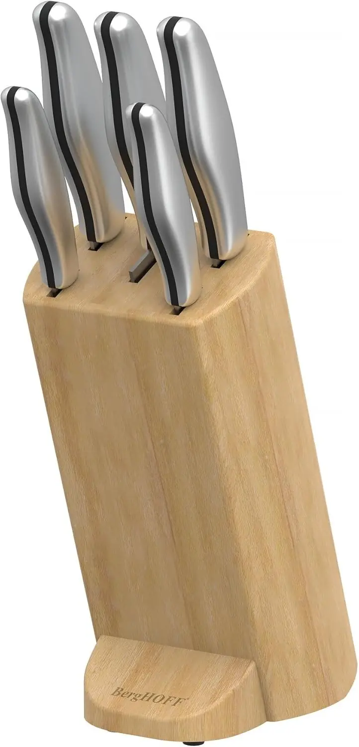 6 Piece Knife Block Set with Ergonomic Handles, Stainless Steel, berghoff