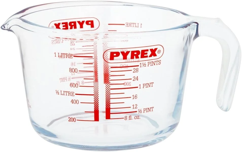1L Measuring Jug, Borosilicate Glass, Microwave Safe, Pyrex