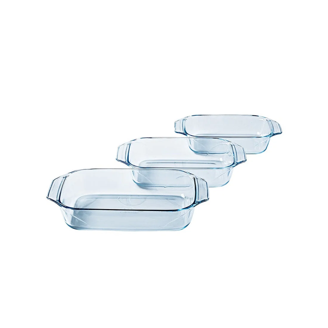 3-piece rectangular glass food storage set with lids, Pyrex