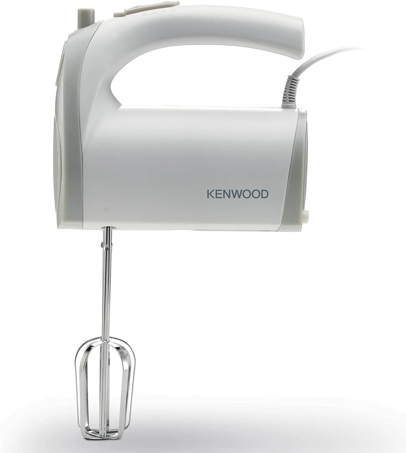 White hand mixer electric whisk with 5 speeds and turbo, 300W, stainless steel beaters, compact and lightweight, Kenwood