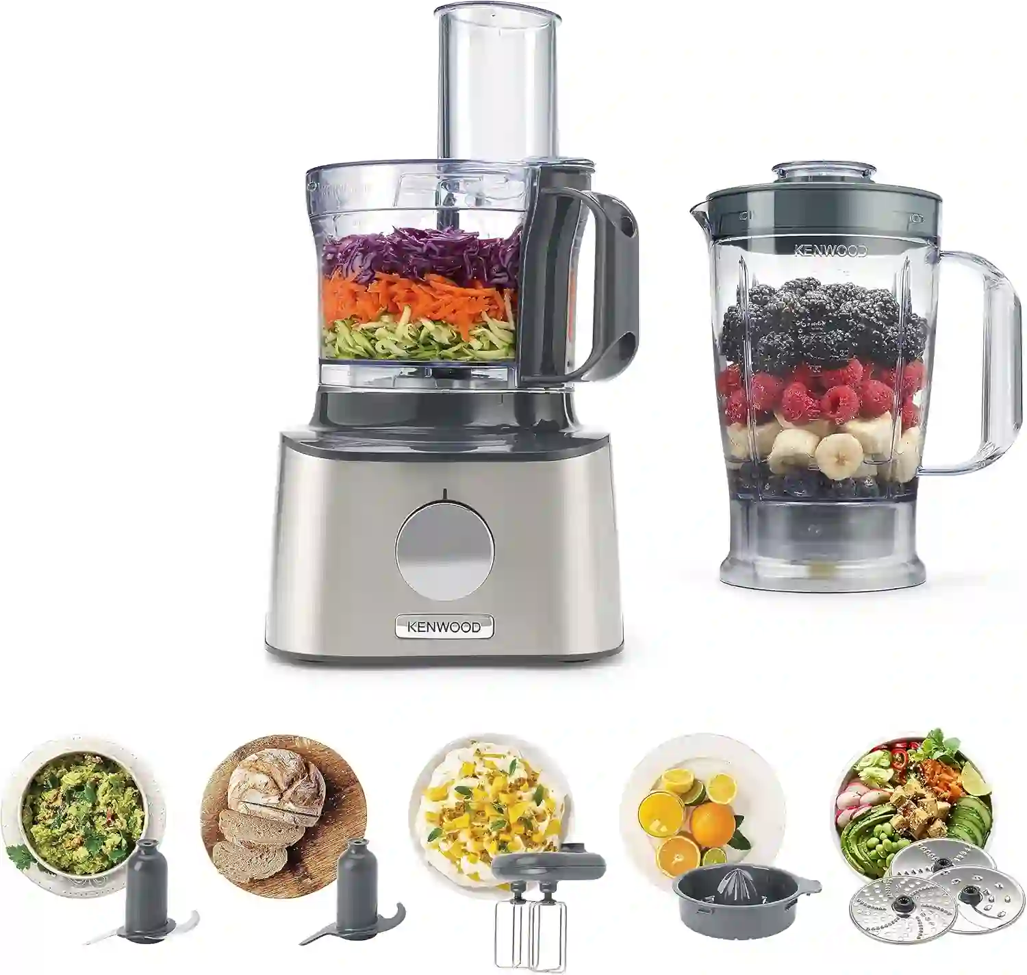 Food Processor with Blender, 2.1L Bowl, 800W, Compact Design, kenwood
