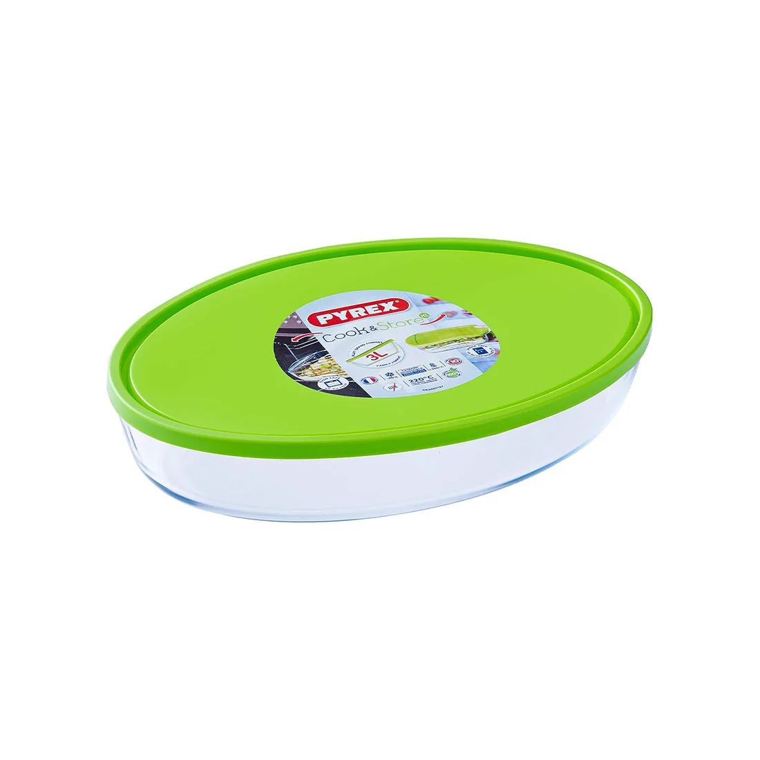 Oval Glass Roaster with Lid 35x24cm, Freezer Safe, Pyrex