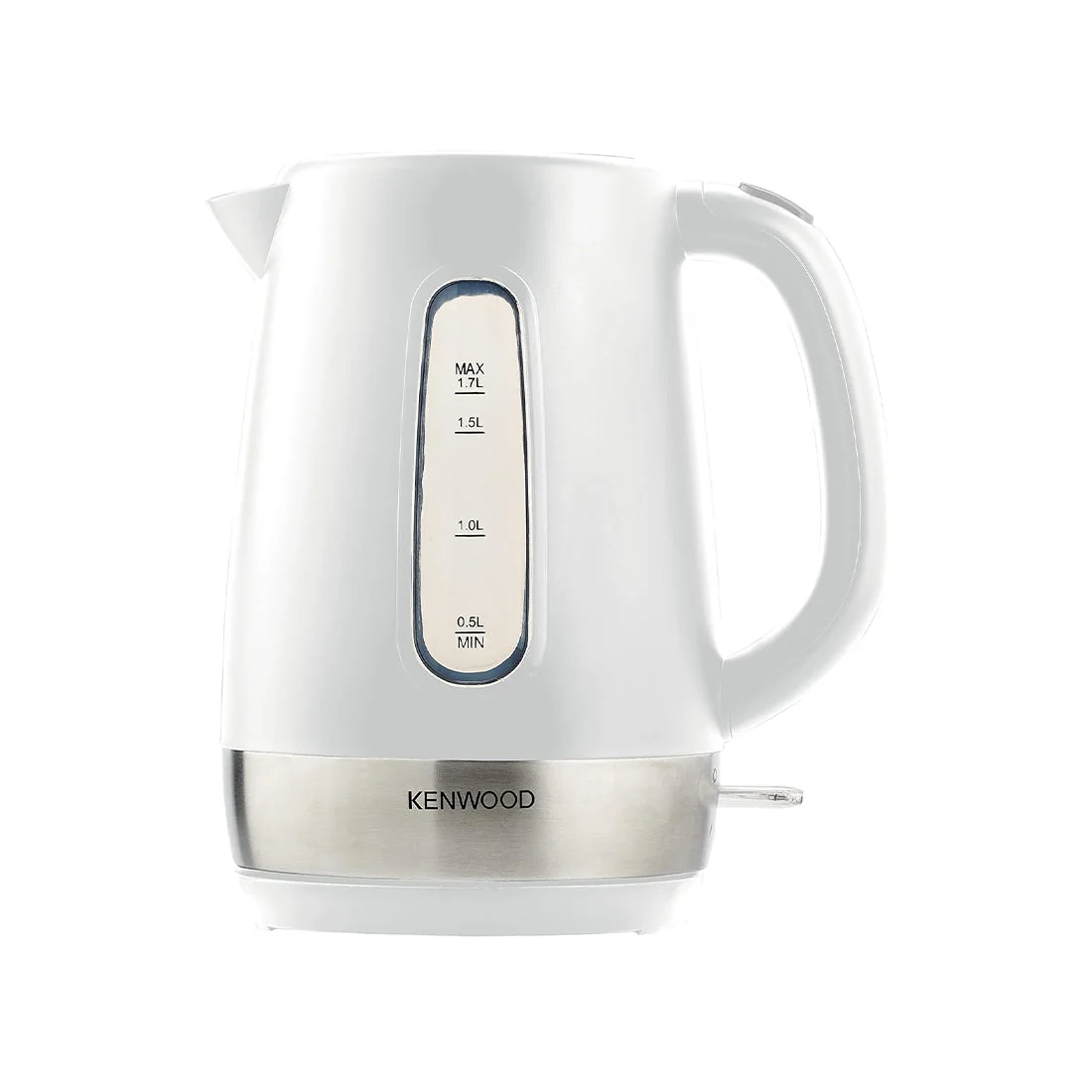 White electric kettle 1.7L, fast boil, removable filter, plastic, Kenwood