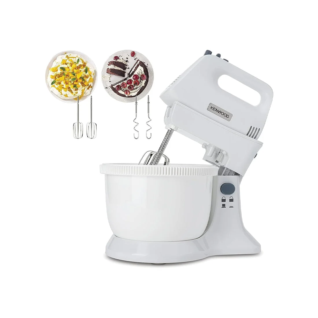 Hand Mixer with 3L Bowl, 5 Speeds, 450W Power, Stainless Steel Beaters - Kenwood