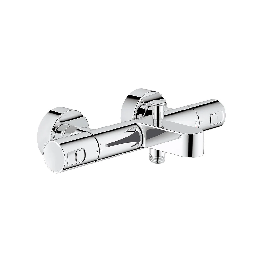 Precision Joy thermostatic bath mixer, exposed wall-mounted, chrome finish by Grohe
