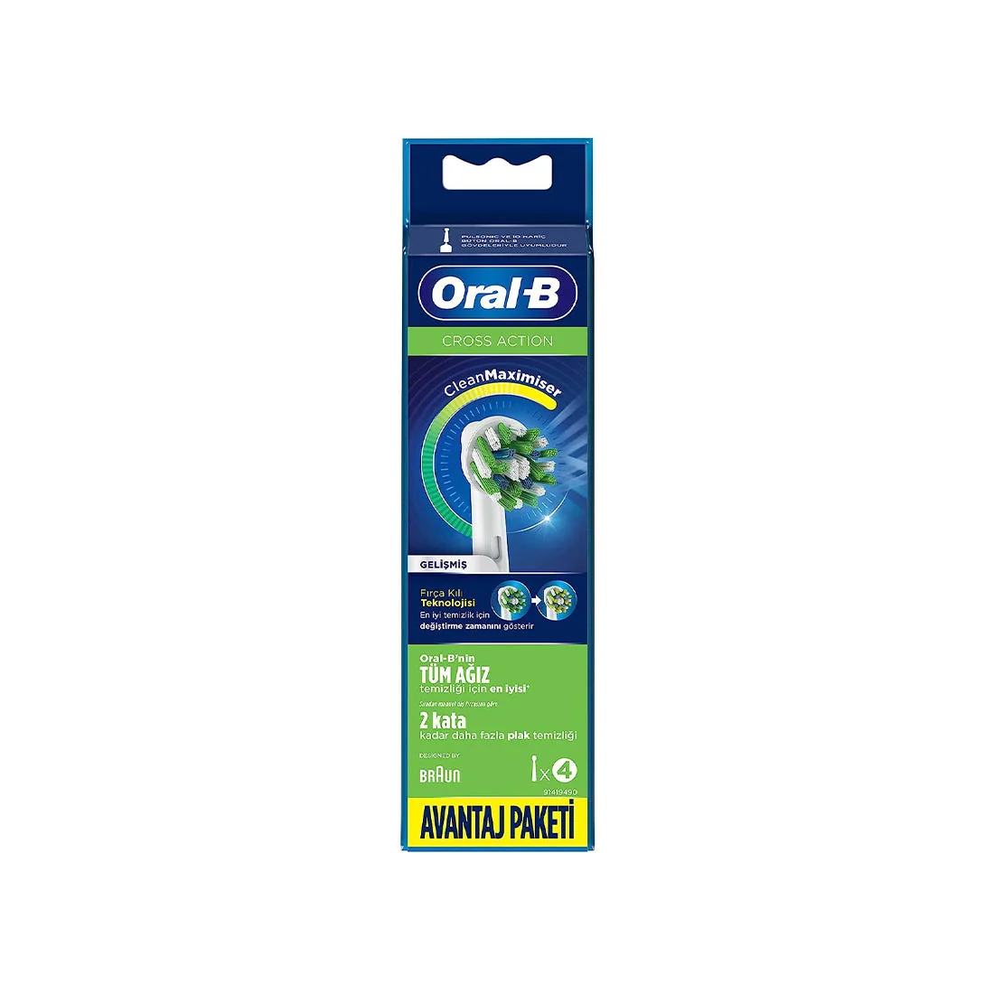 Cross Action Replacement Brush Heads Pack of 4, fits most handles, Oral-B