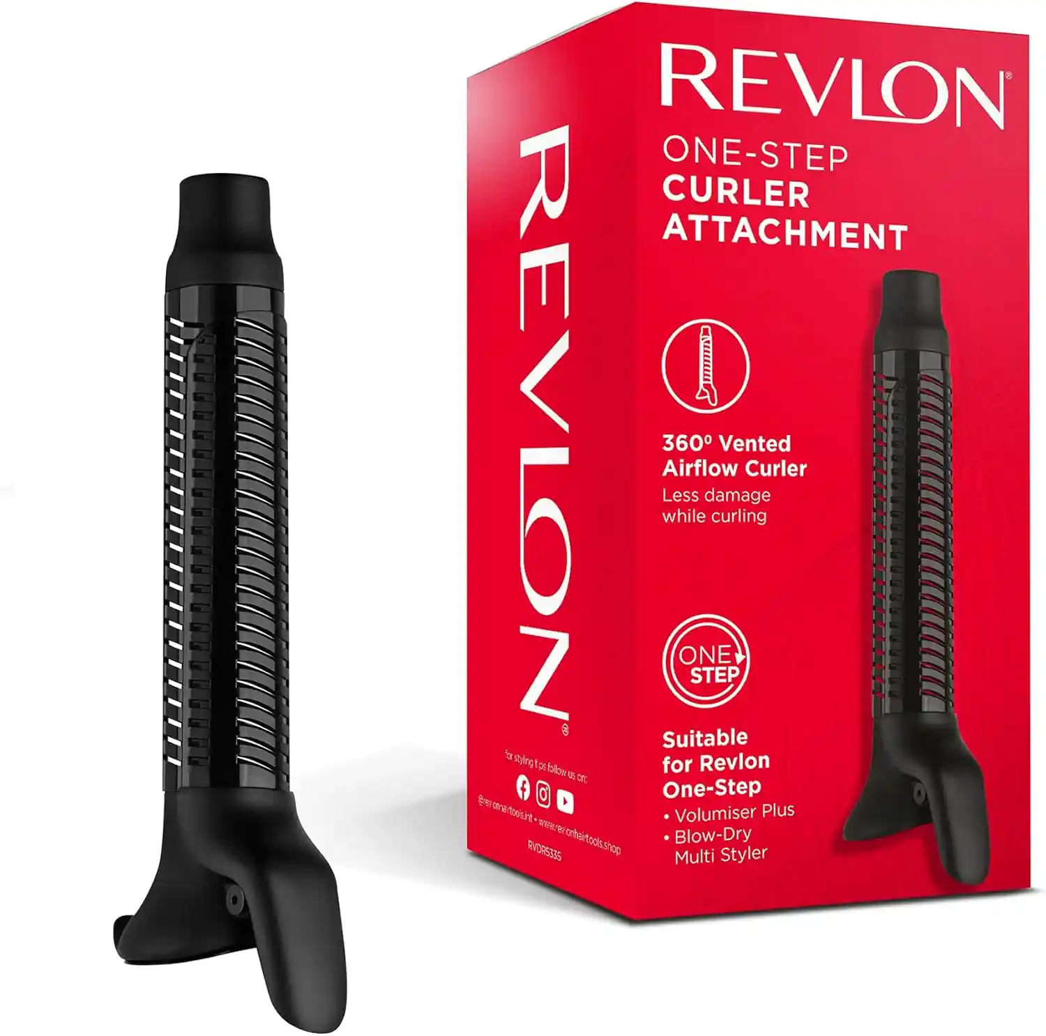 One-Step Curler Head Attachment for Volumiser and Multi Styler, black, Revlon