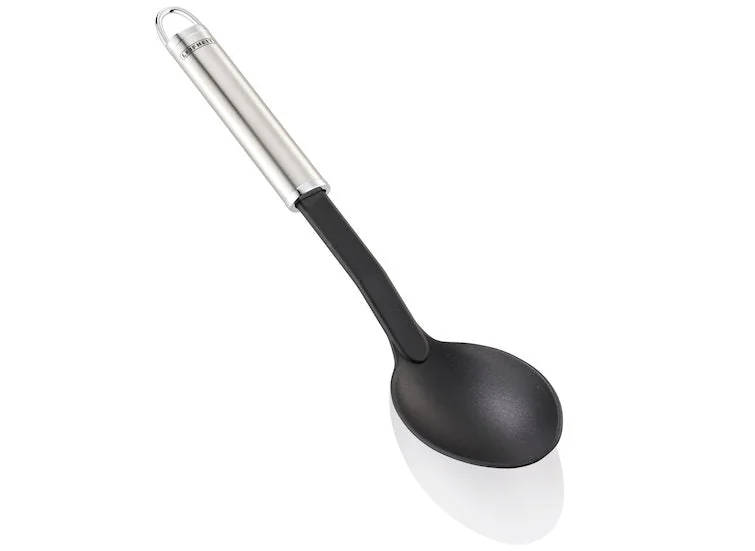 Vegetable spoon with heat-resistant nylon bowl and stainless steel handle, leifheit