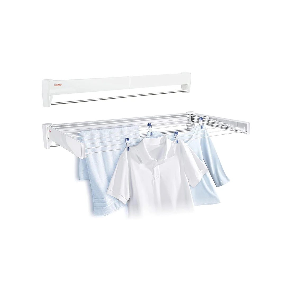 Wall-mounted retractable clothes dryer, 8.1m drying length, indoor/outdoor, Leifheit