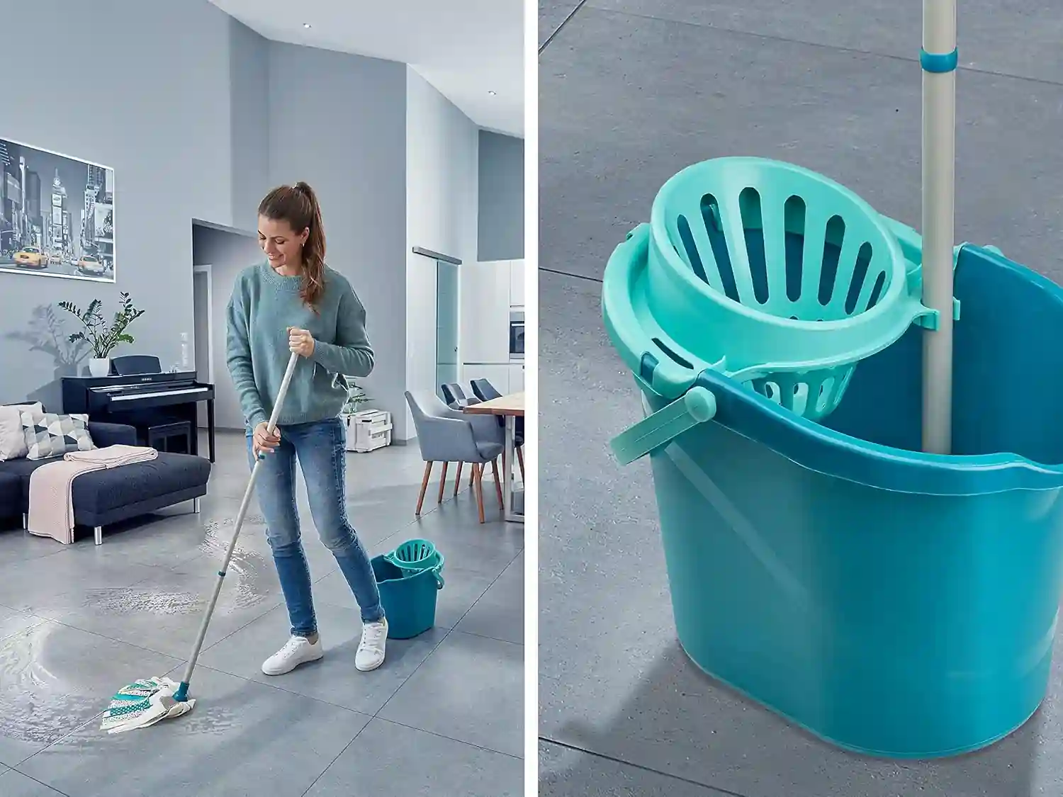 Power Mop 3-in-1 Cleaning Set with Bucket and Wringer, 12L