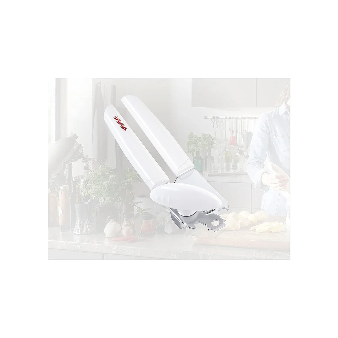 Exact Can Opener with Ergonomic Handle, Easy Tin and Bottle Opening, White