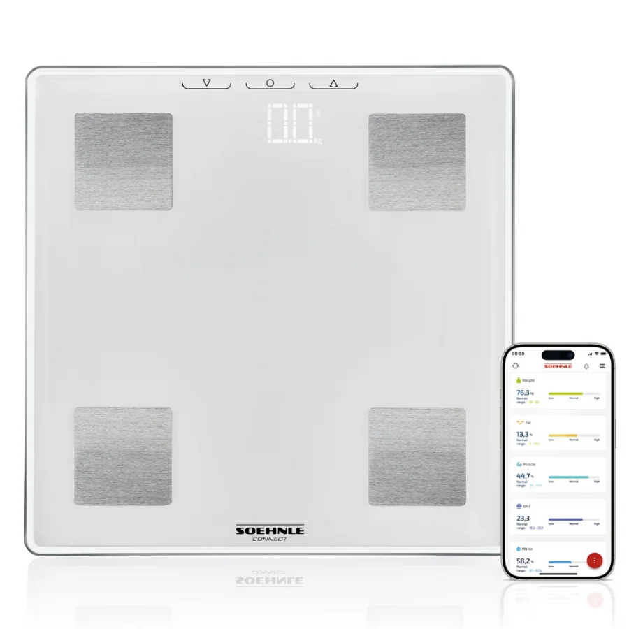 Body analysis scale with app connectivity, 180kg capacity, Soehnle