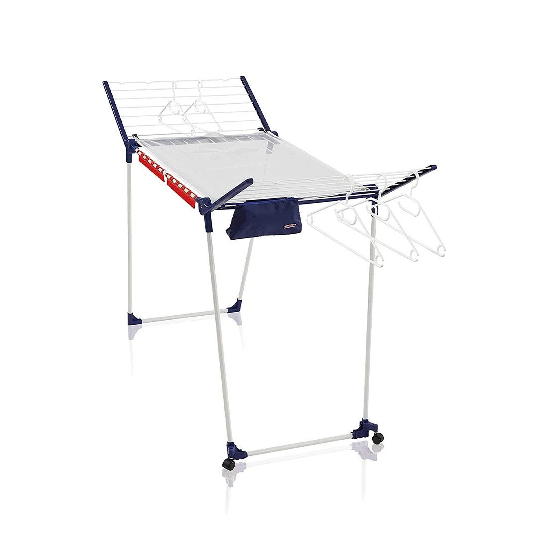 Standing clothes dryer with 20m drying space, foldable wings, accessories, leifheit