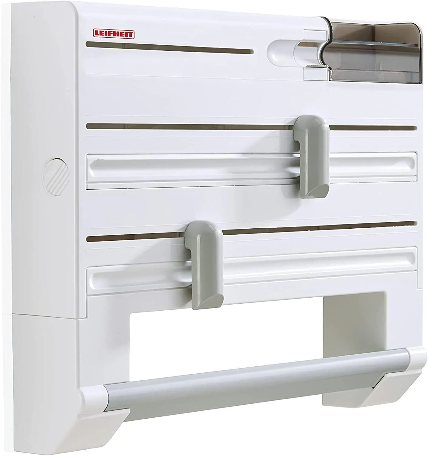 Wall Mounted Roll Holder with Precision Cutter, Space Saving, Parat Plus by Leifheit