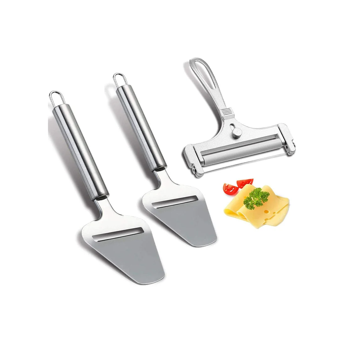 Cheese Slicer Stainless Steel with Black Handle, Easy Young Cheese Cutting, leifheit