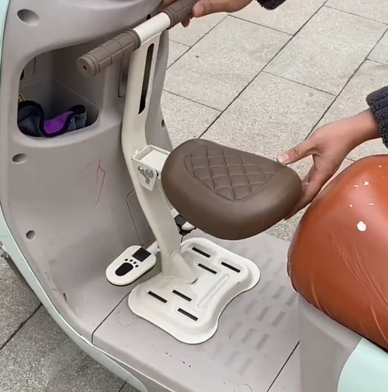 Foldable Portable Kids Scooter Seat â€“ Motorcycle Child Chair with Footrest