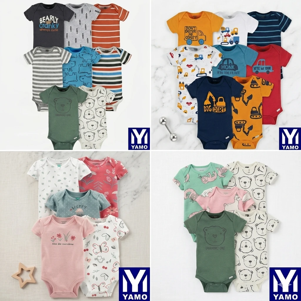 3 Pieces Set Baby Bodysuit â€“ Soft Cotton Onesie for Boys & Girls | Assorted Designs | Up to 12 Months| Baby Clothes