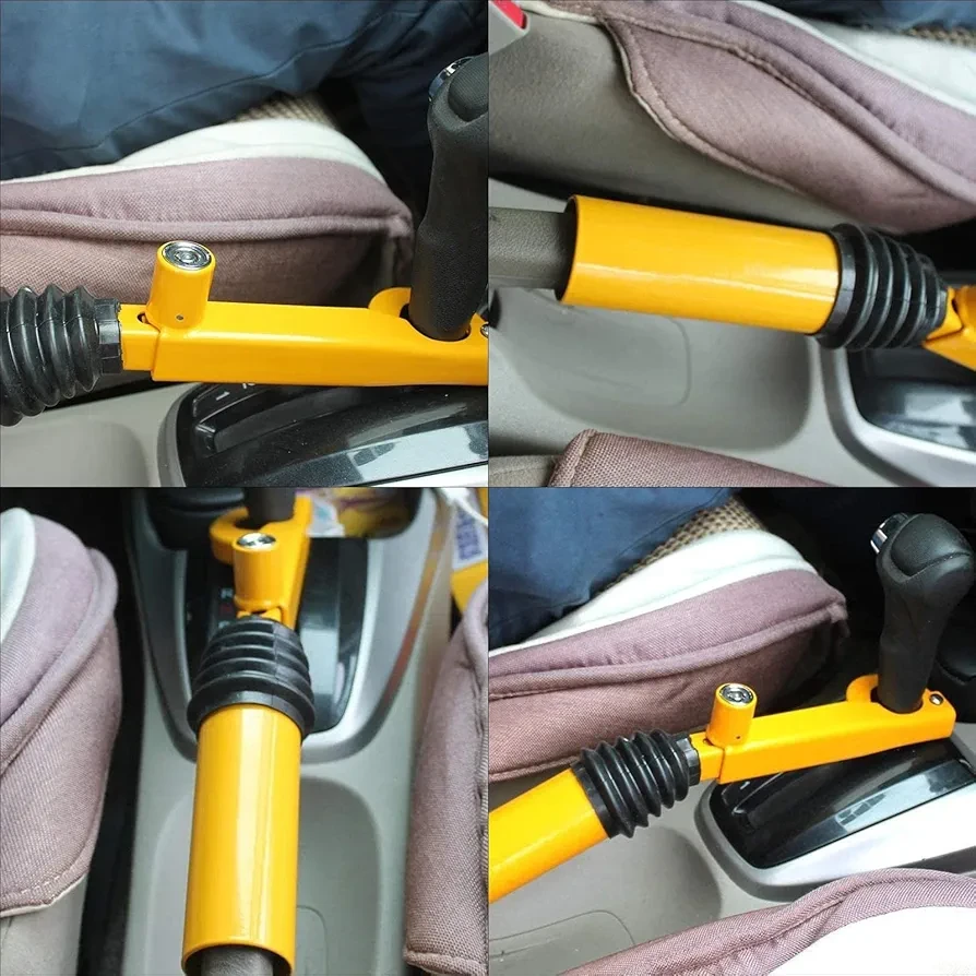 Gear Stick Lock, Car Handbrake Shift, Anti-Theft Handbrake Car Gear LocKk with Two Keys, Metal & Rubber Vehicle Brake Lock Car Gear Shift Security for Trucks, SUV, RVs