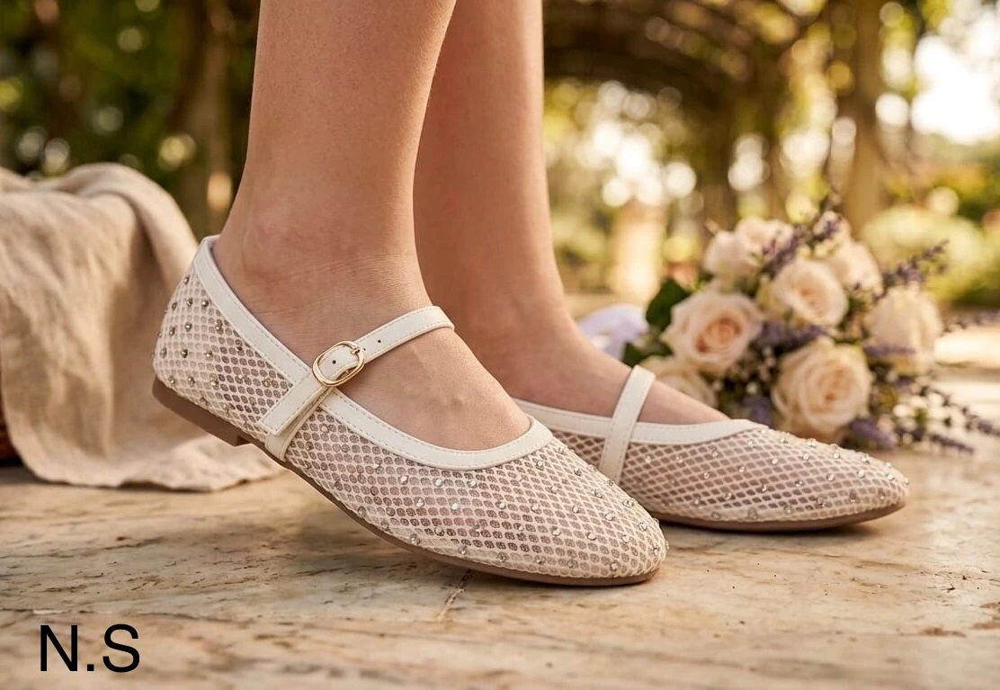Elegant Ladiesâ€™ Flat Shoes with Sparkle Details
