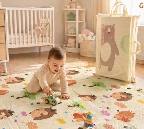 Foldable Kids Play Mat with Carry Bag â€“ Double-Sided Waterproof Baby Floor Mat