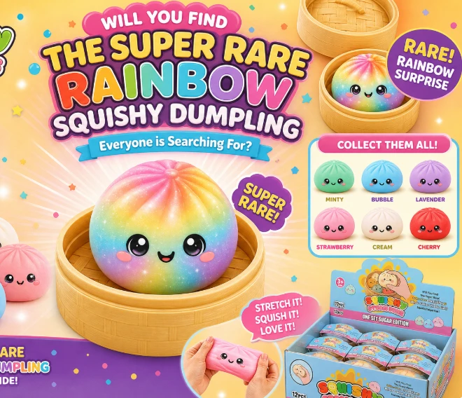 Viral Squishy Dumpling Toy Surprise – Mystery Color Slow Rising Stress Relief Squishy (1 Piece)