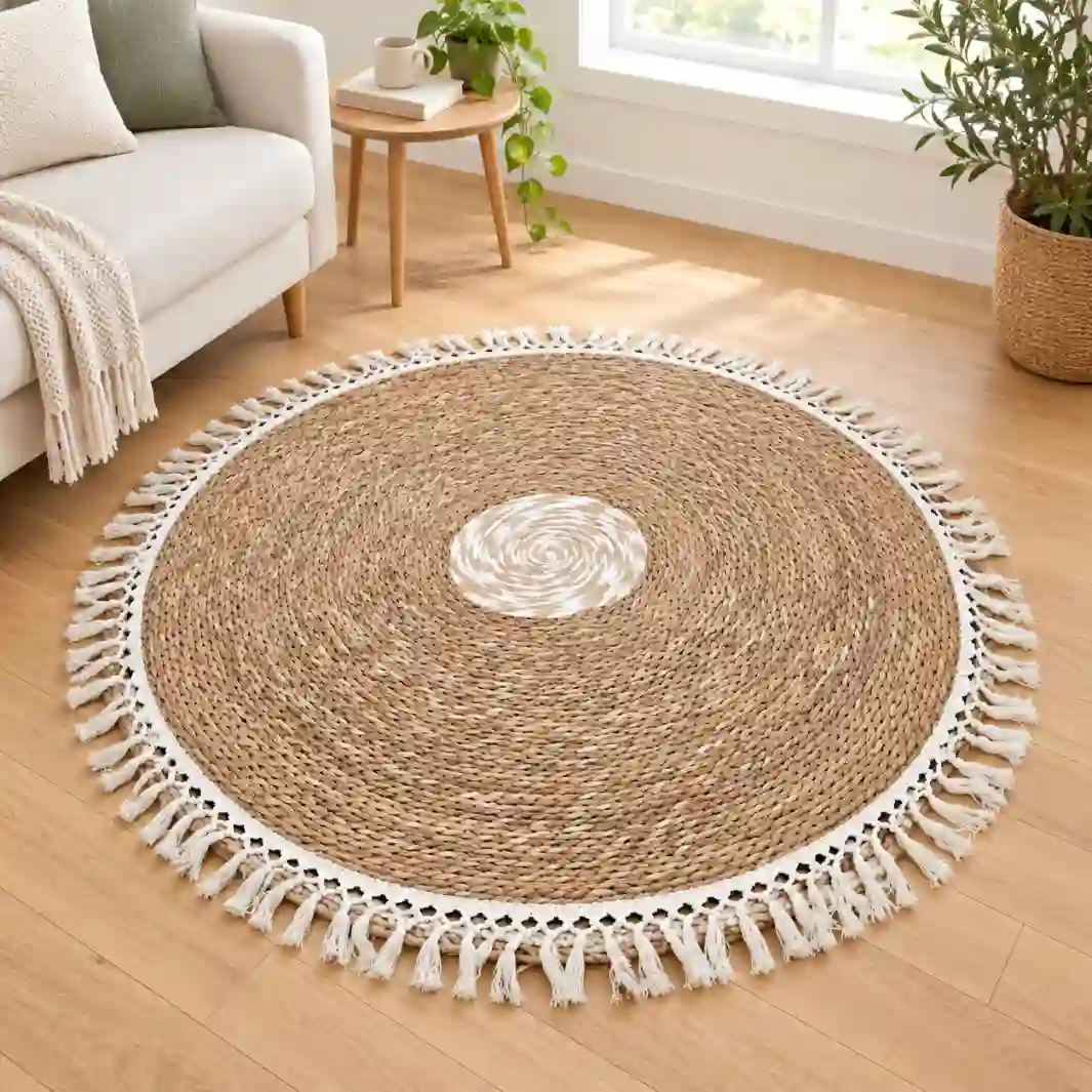 Round Woven Decorative Rug – Modern Tapis 100 cm