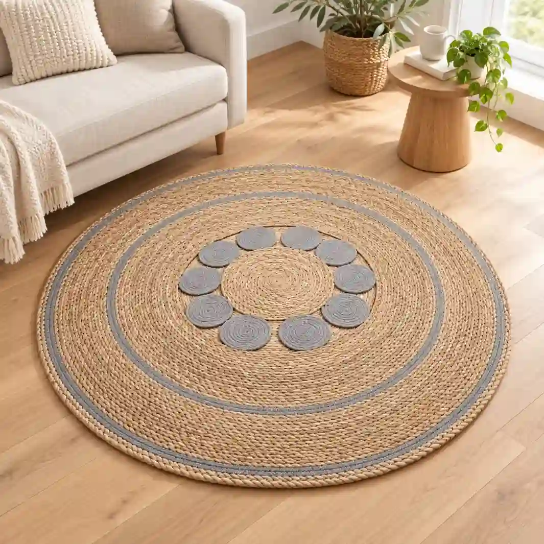 Round Woven Decorative Rug – Modern Natural Style 120cm